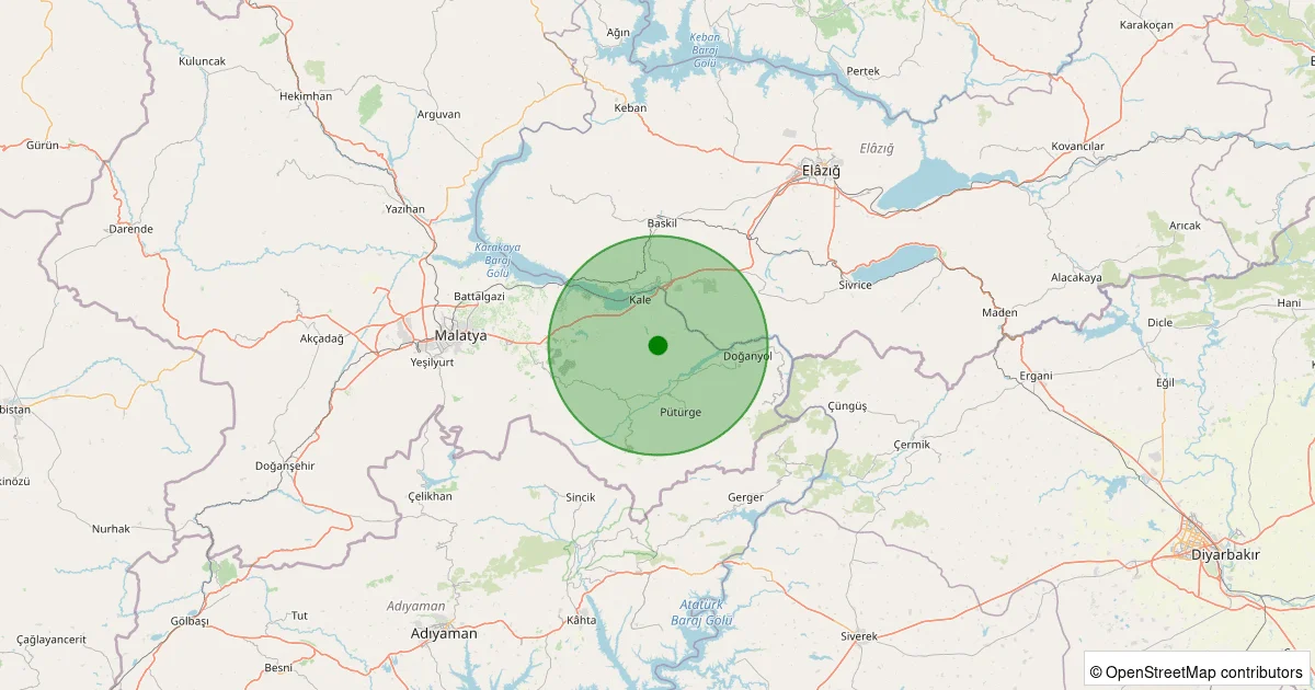 13 Ekim 2025 saat 01:13 - Kale - Akuşağı Köyü - 1.20ml depreminin harita gösterimi