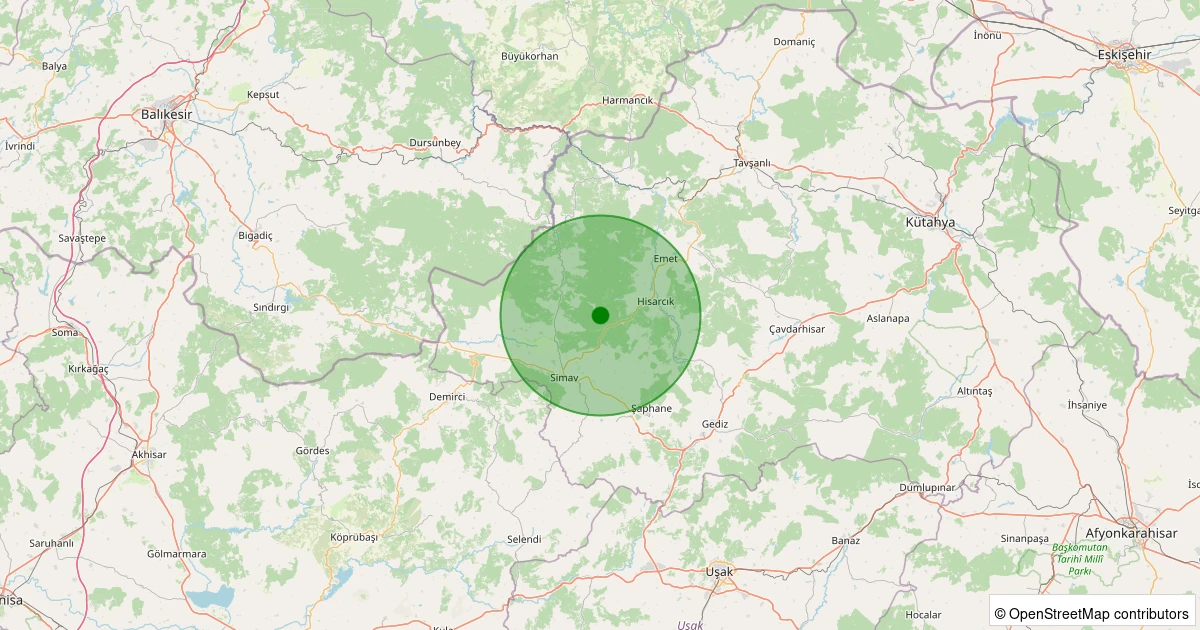 03 Aralık 2025 saat 02:49 - Hisarcık - Güldüren Köyü - 1.10ml depreminin harita gösterimi