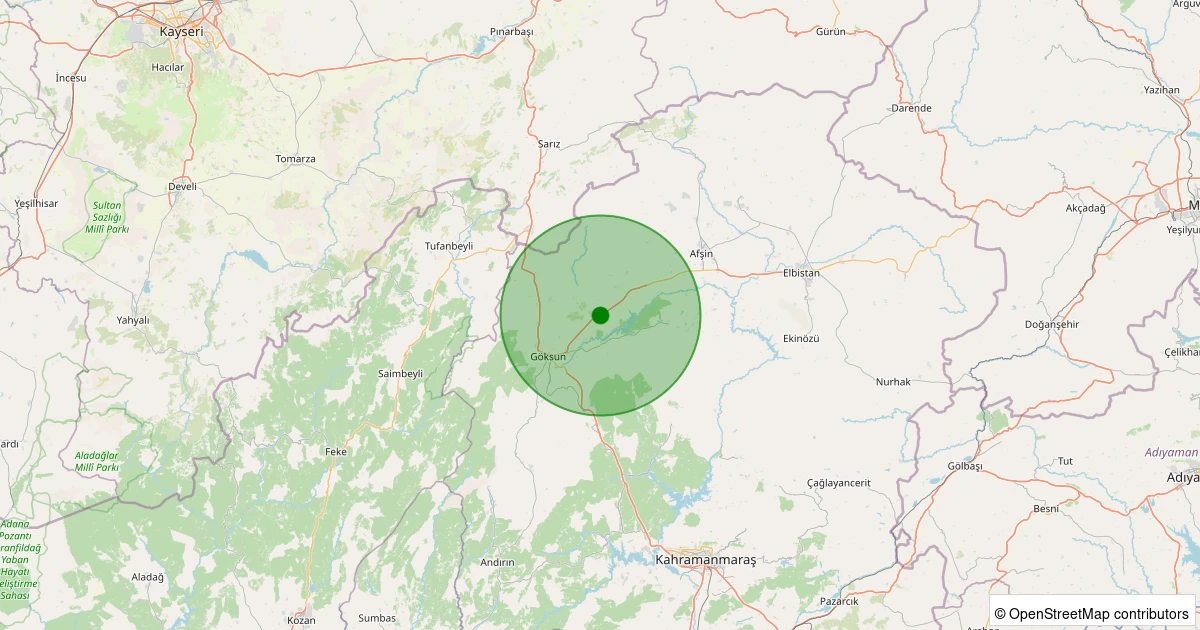 03 Aralık 2025 saat 06:49 - Göksun - Kanlıkavak - 1.60ml depreminin harita gösterimi
