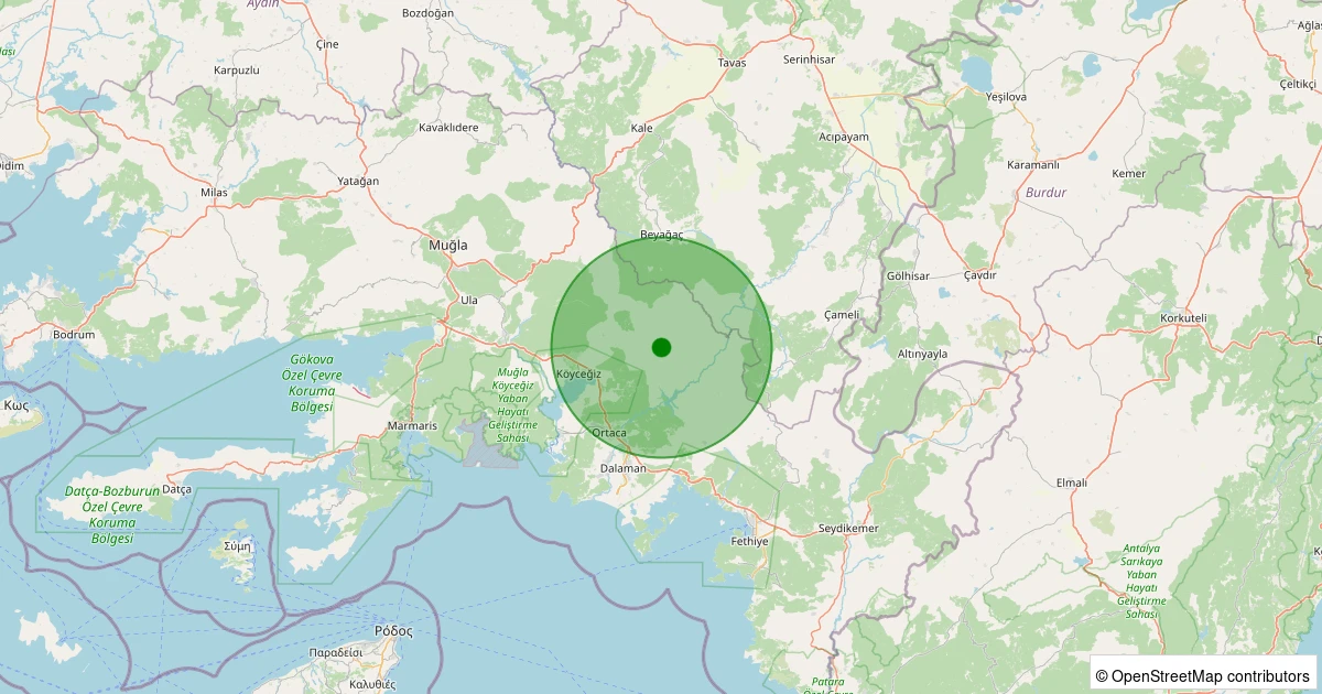 03 Aralık 2025 saat 11:49 - Köyceğiz - Sazak - 1.50ml depreminin harita gösterimi