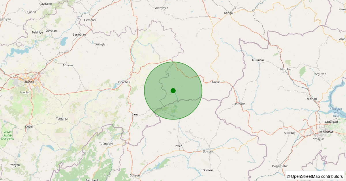 03 Aralık 2025 saat 13:12 - Gürün - Camiliyurt Köyü - 1.50ml depreminin harita gösterimi