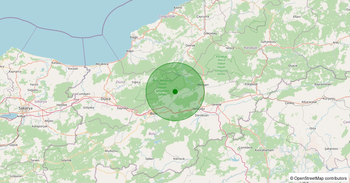 03 Aralık 2025 saat 13:28 - Mengen - 1.50ML depreminin harita gösterimi