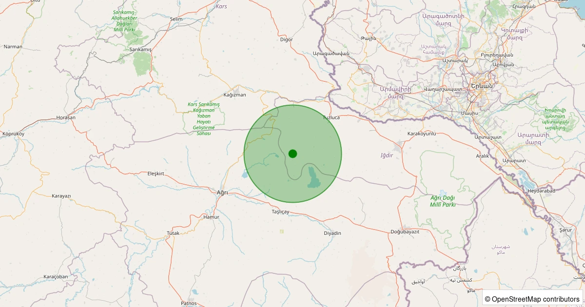 03 Aralık 2025 saat 16:02 - Tuzluca - Kandilli Köyü - 1.00ml depreminin harita gösterimi