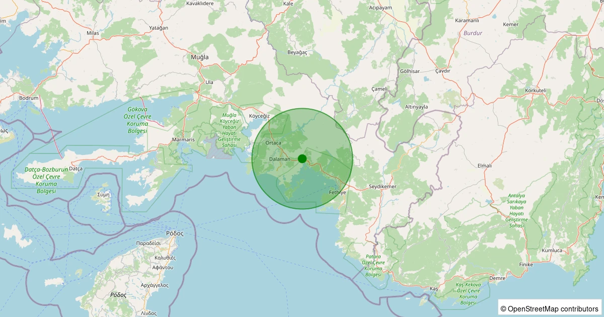 03 Aralık 2025 saat 21:42 - Dalaman - Karacaağaç - 1.40ml depreminin harita gösterimi