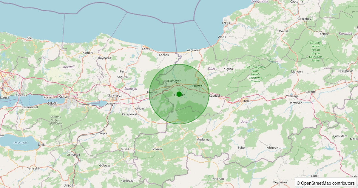 03 Aralık 2025 saat 21:39 - Gölyaka - Yeni Mahalle - 1.20ml depreminin harita gösterimi