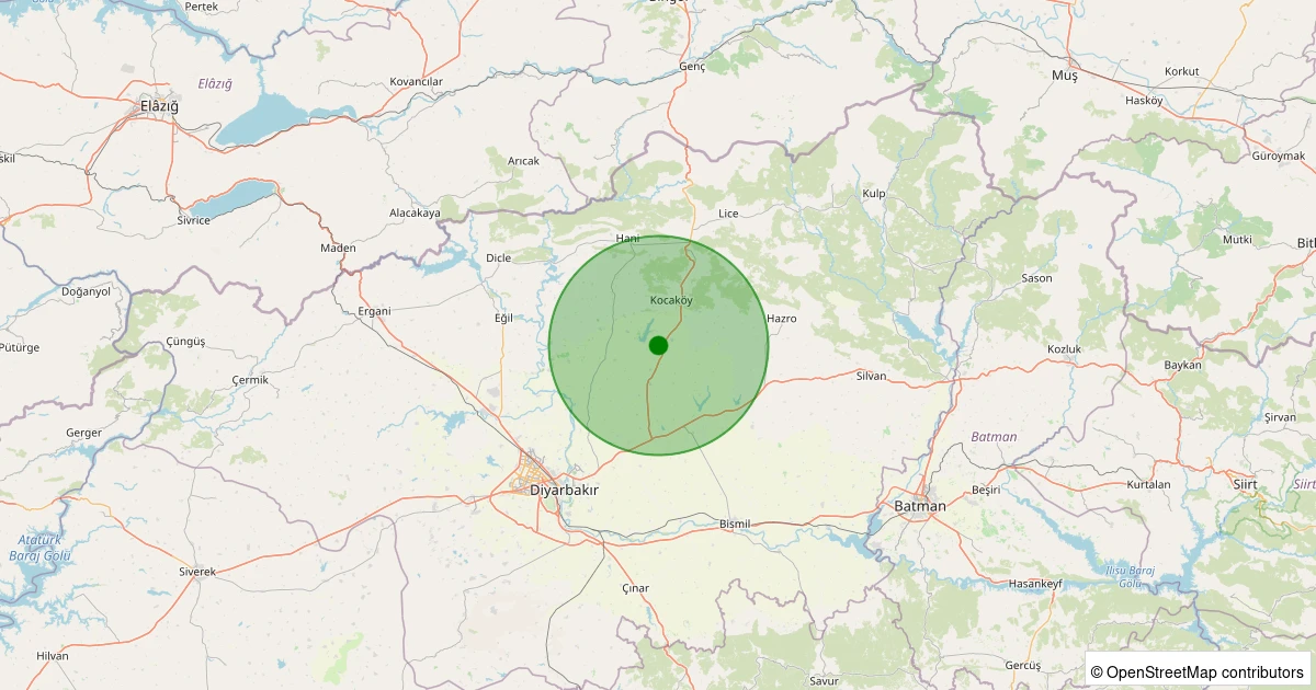 03 Aralık 2025 saat 22:11 - Kocaköy - Çaytepe - 1.60ML depreminin harita gösterimi