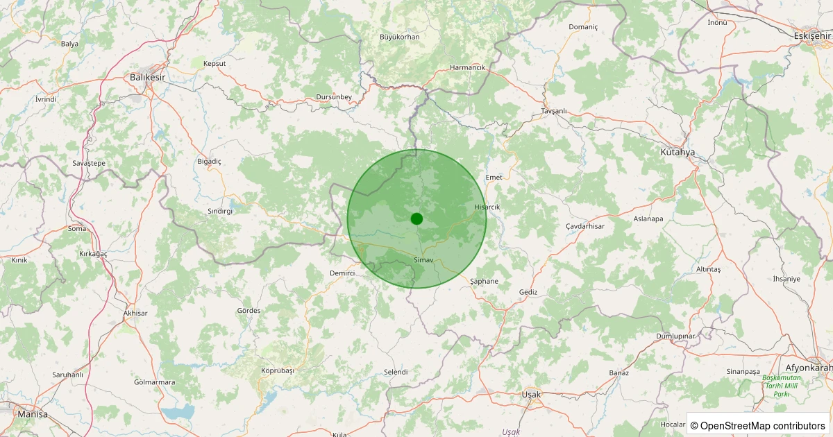03 Aralık 2025 saat 22:19 - Simav - Hamzabey - 1.30ml depreminin harita gösterimi