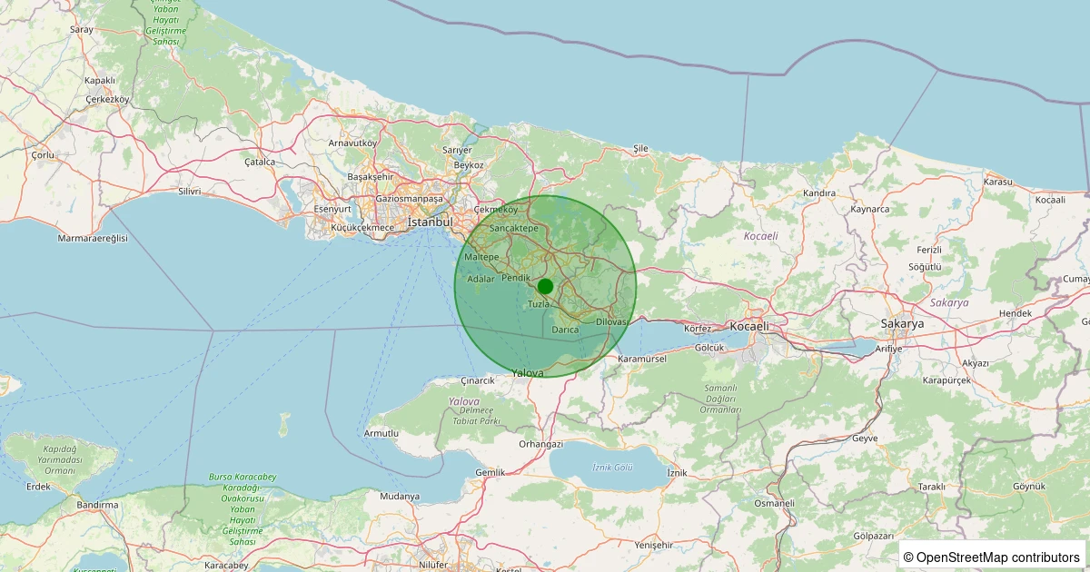 03 Aralık 2025 saat 23:36 - Pendik - 2.00ml depreminin harita gösterimi
