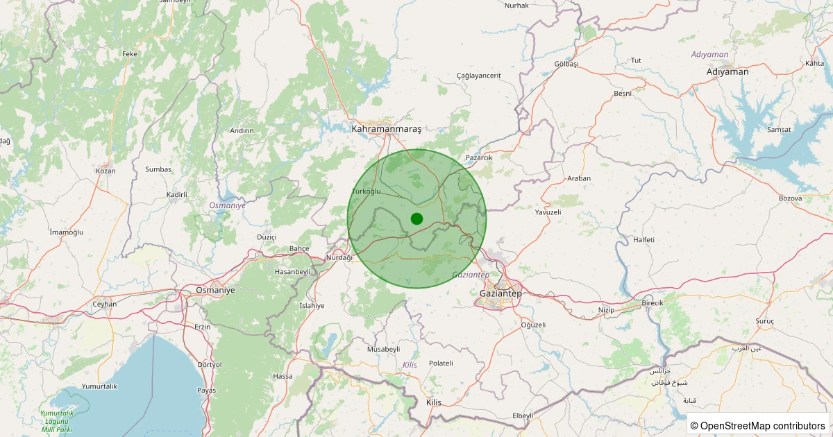 04 Aralık 2025 saat 01:56 - Pazarcık - 1.30ml depreminin harita gösterimi