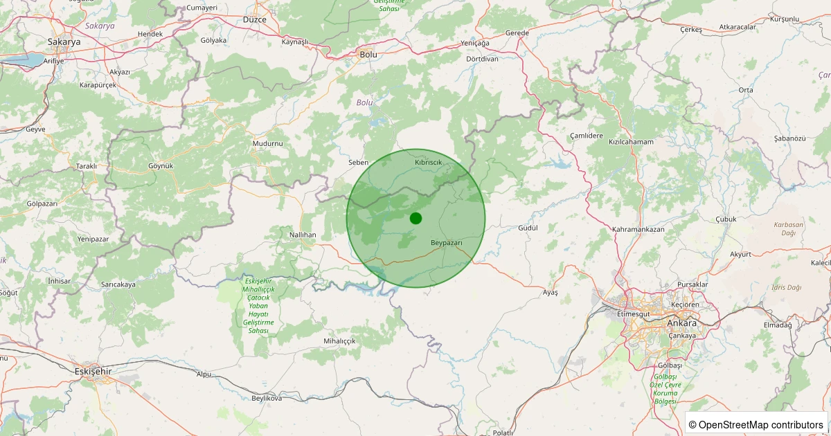 04 Aralık 2025 saat 02:35 - Beypazarı - Kozağaç - 1.80ml depreminin harita gösterimi