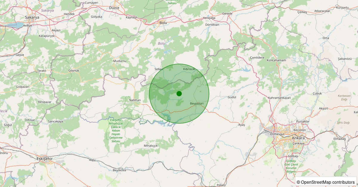04 Aralık 2025 saat 02:36 - Beypazarı - Kozağaç - 1.50ml depreminin harita gösterimi