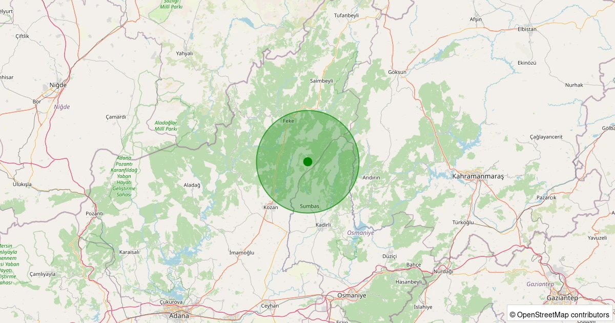 04 Aralık 2025 saat 02:52 - Kozan - Boztahta - 2.40ml depreminin harita gösterimi