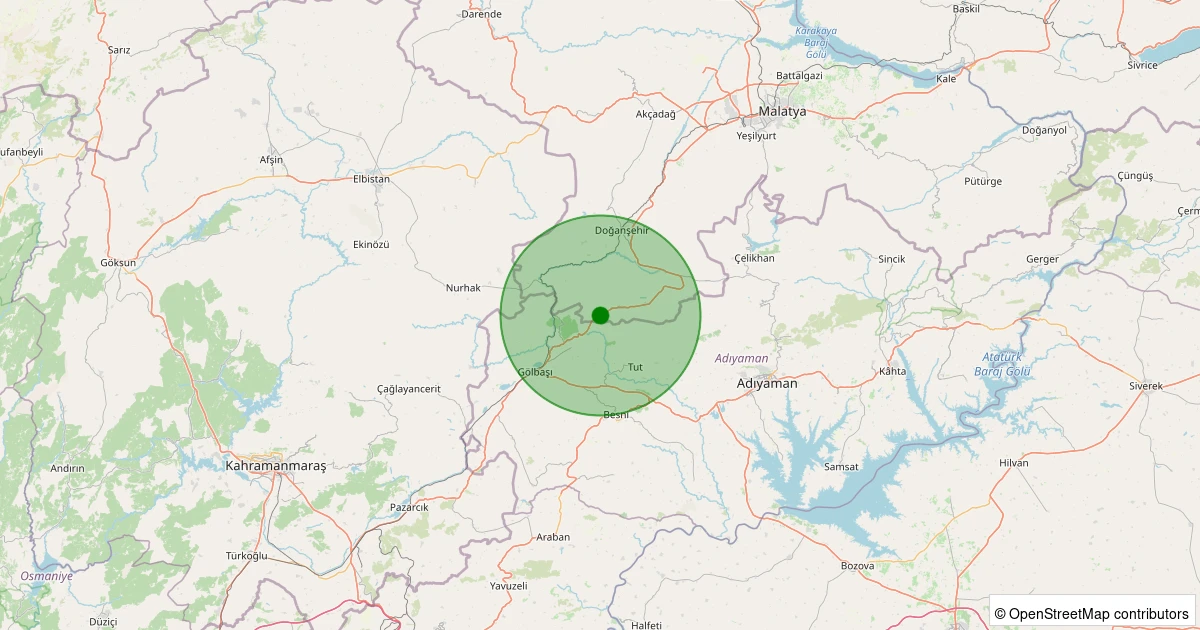 04 Aralık 2025 saat 02:52 - Doğanşehir - Hürriyet - 2.50ML depreminin harita gösterimi