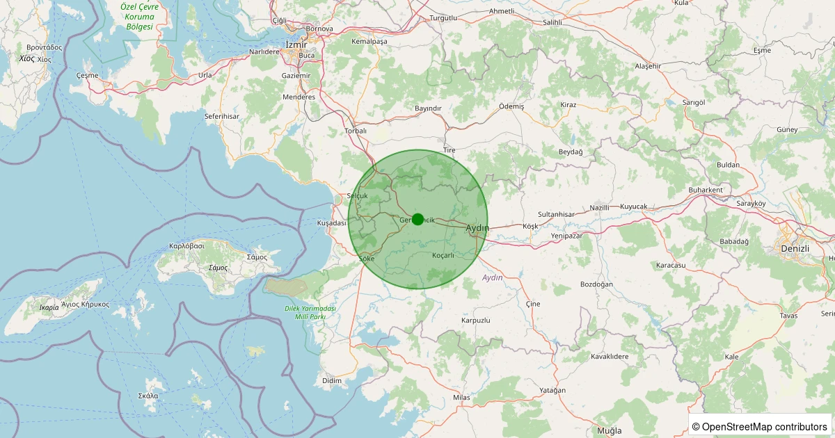 04 Aralık 2025 saat 04:16 - Germencik - Mesudiye - 0.90ML depreminin harita gösterimi