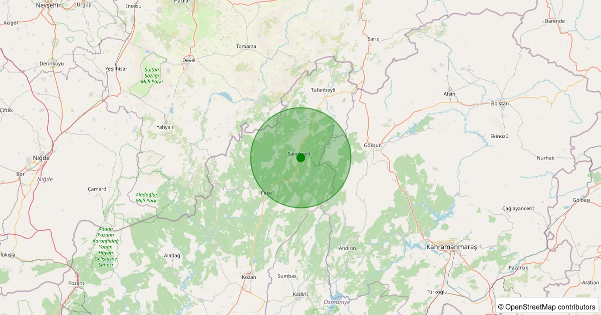04 Aralık 2025 saat 10:34 - Saimbeyli - İslam - 1.90ml depreminin harita gösterimi