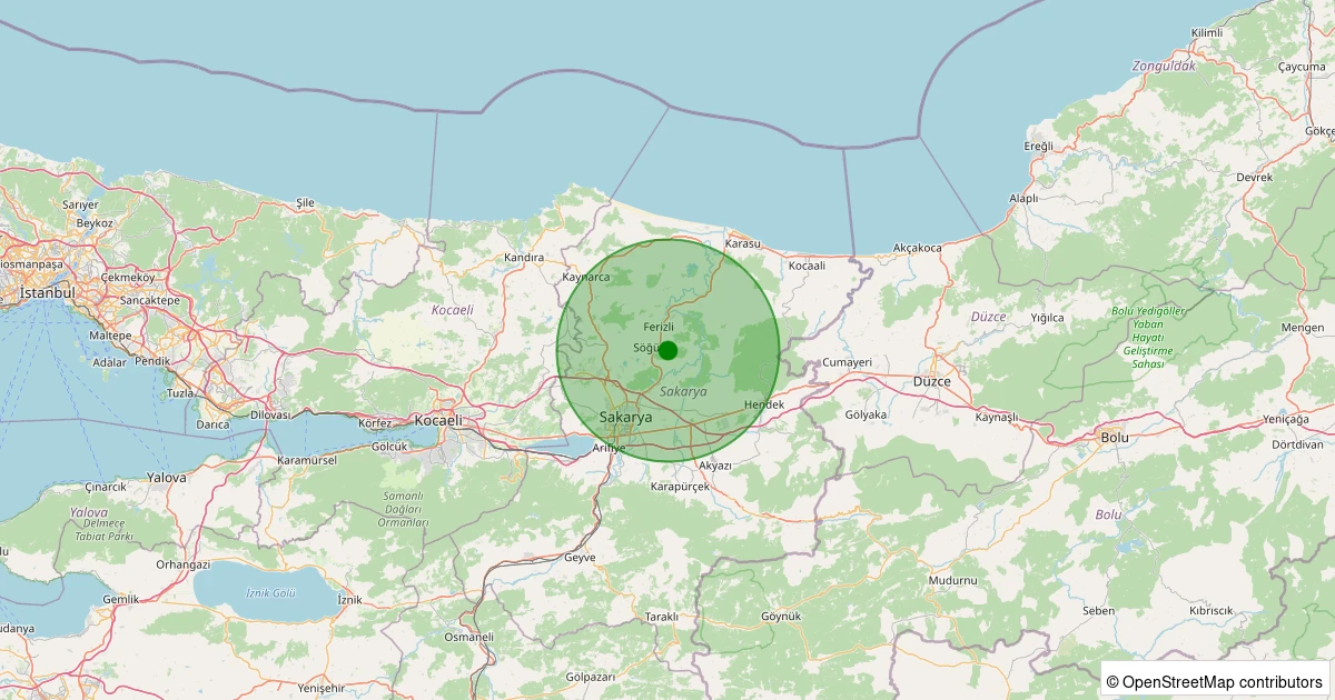 04 Aralık 2025 saat 12:46 - Söğütlü - Soğucak Köyü - 0.70ML depreminin harita gösterimi