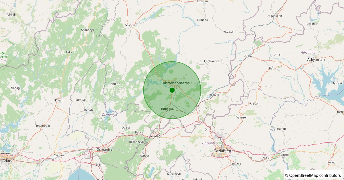 04 Aralık 2025 saat 17:42 - Onikişubat - Hacı Mustafa - 1.00ml depreminin harita gösterimi