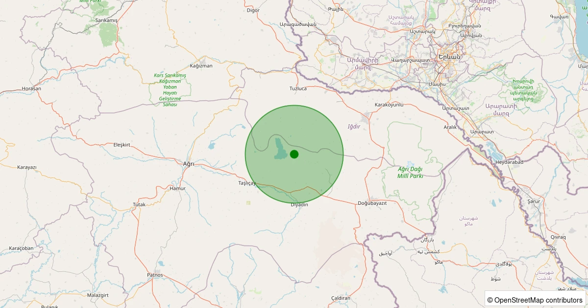 04 Aralık 2025 saat 18:12 - Doğubayazıt - Sarıbıyık Köyü - 1.50ml depreminin harita gösterimi