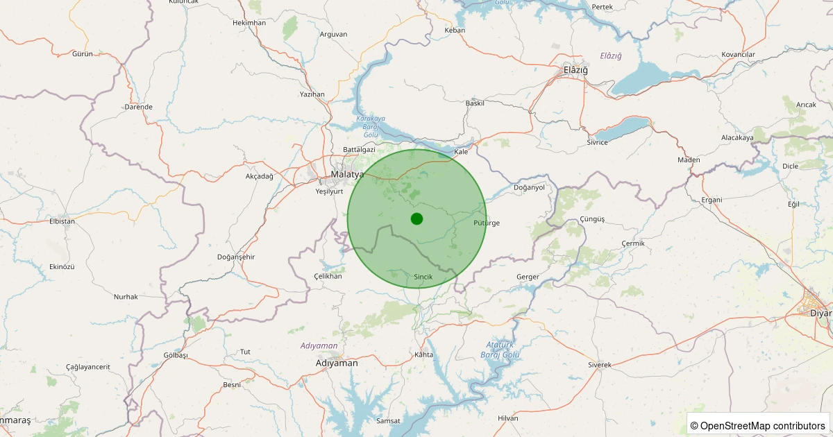 04 Aralık 2025 saat 23:24 - Battalgazi - Yaygın Köyü - 1.40ml depreminin harita gösterimi