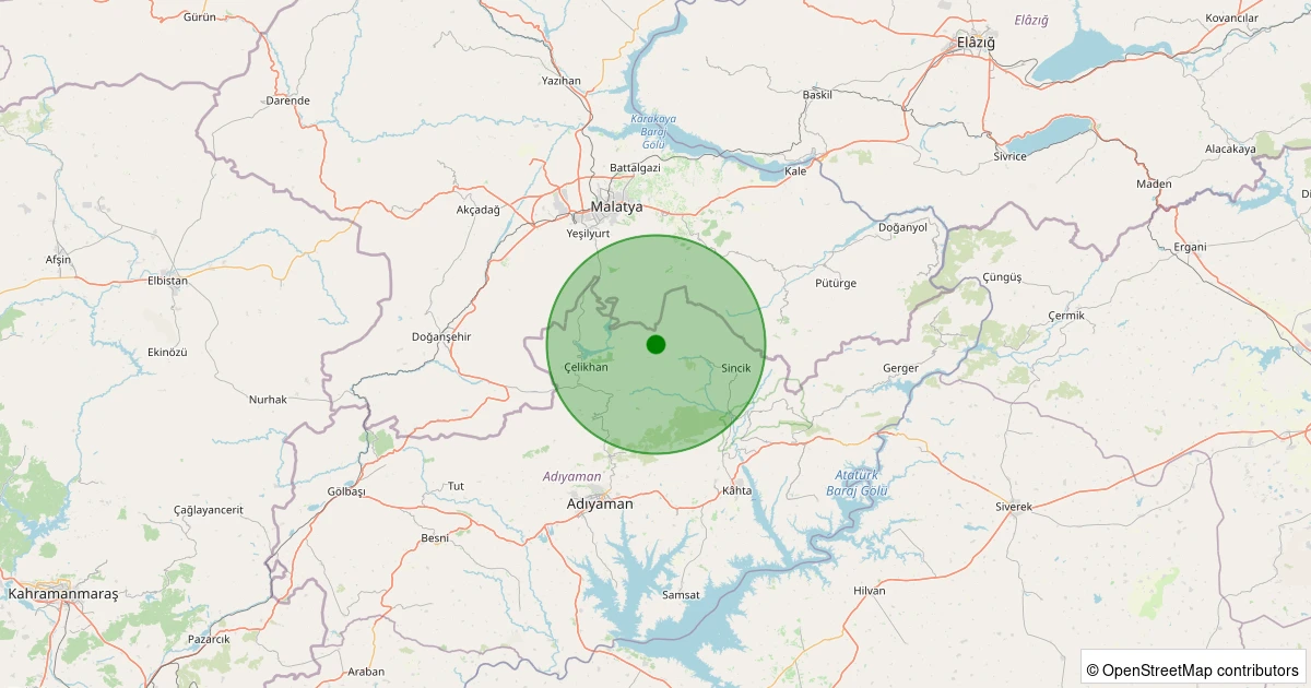 04 Aralık 2025 saat 23:58 - Çelikhan - Mutlu Köyü - 2.70ml depreminin harita gösterimi