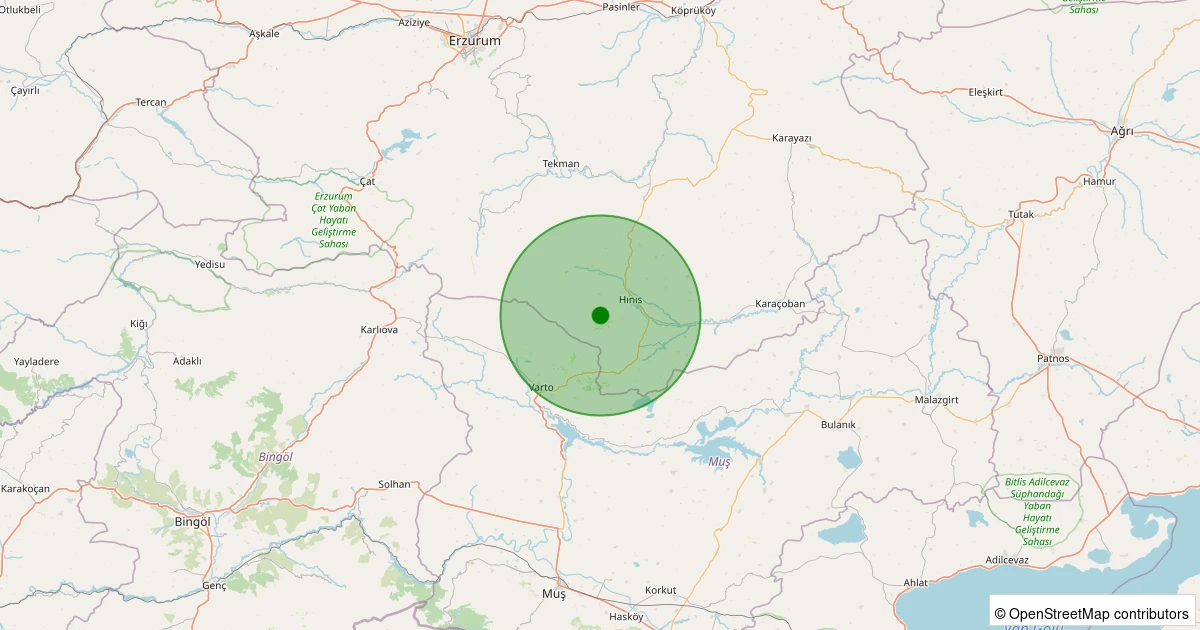 05 Aralık 2025 saat 03:52 - Hınıs - Karamolla Köyü - 1.20ml depreminin harita gösterimi