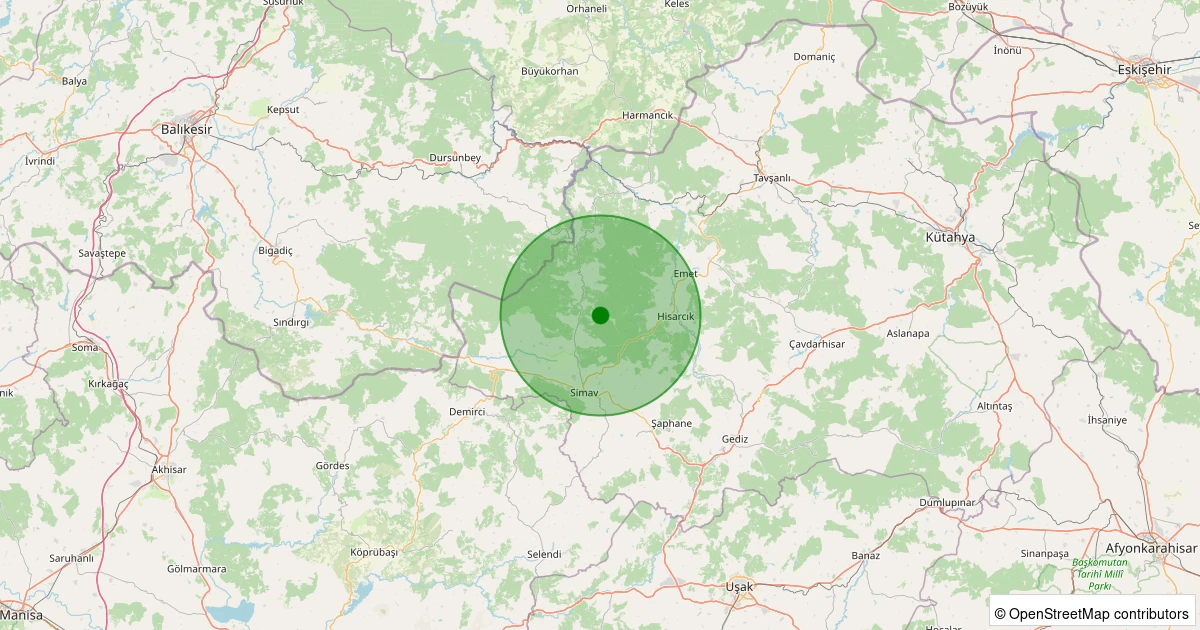 05 Aralık 2025 saat 05:42 - Simav - Yeşildere Köyü - 1.10ml depreminin harita gösterimi