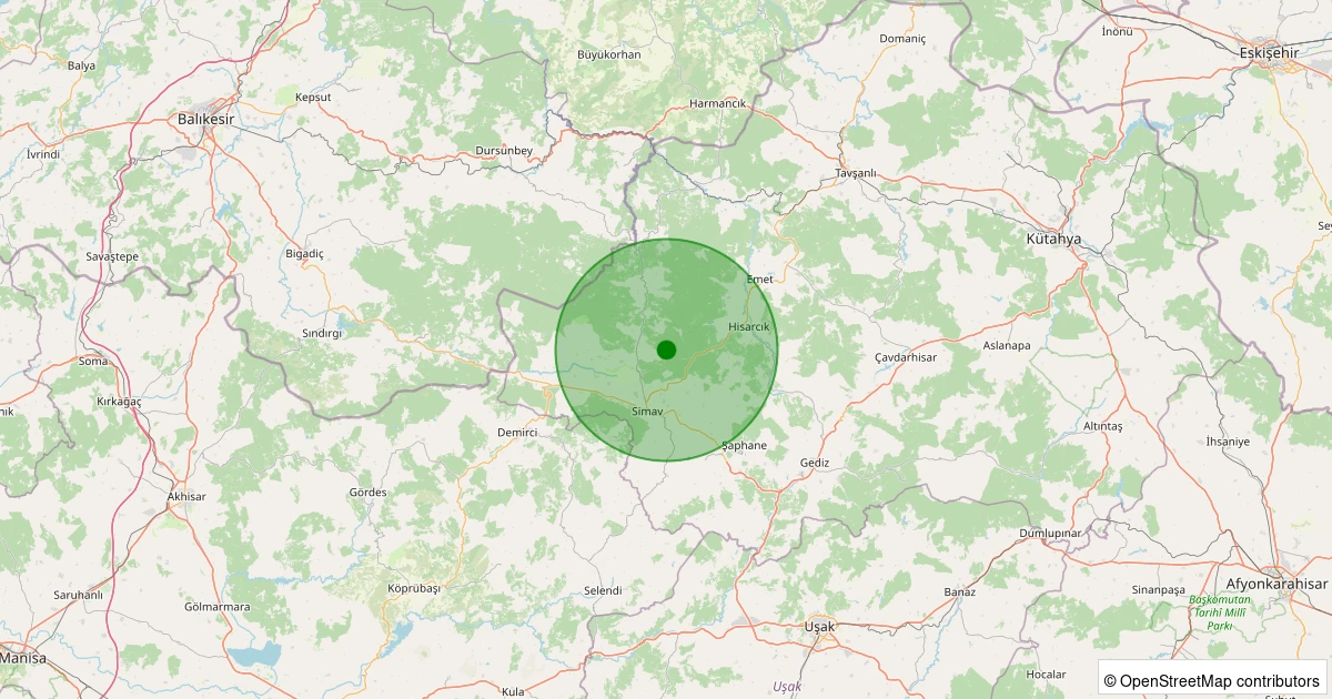 05 Aralık 2025 saat 11:13 - Simav - Eğdemir Köyü - 1.30ml depreminin harita gösterimi
