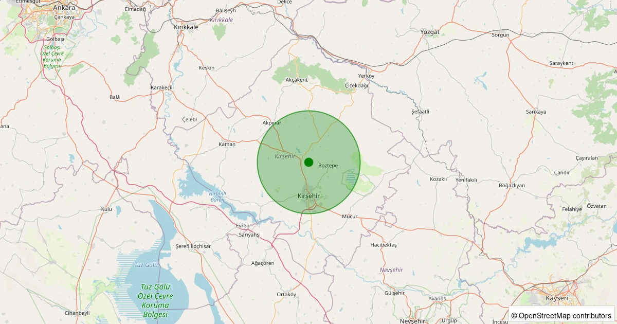 05 Aralık 2025 saat 11:45 - Kırşehir - 0.90ML depreminin harita gösterimi