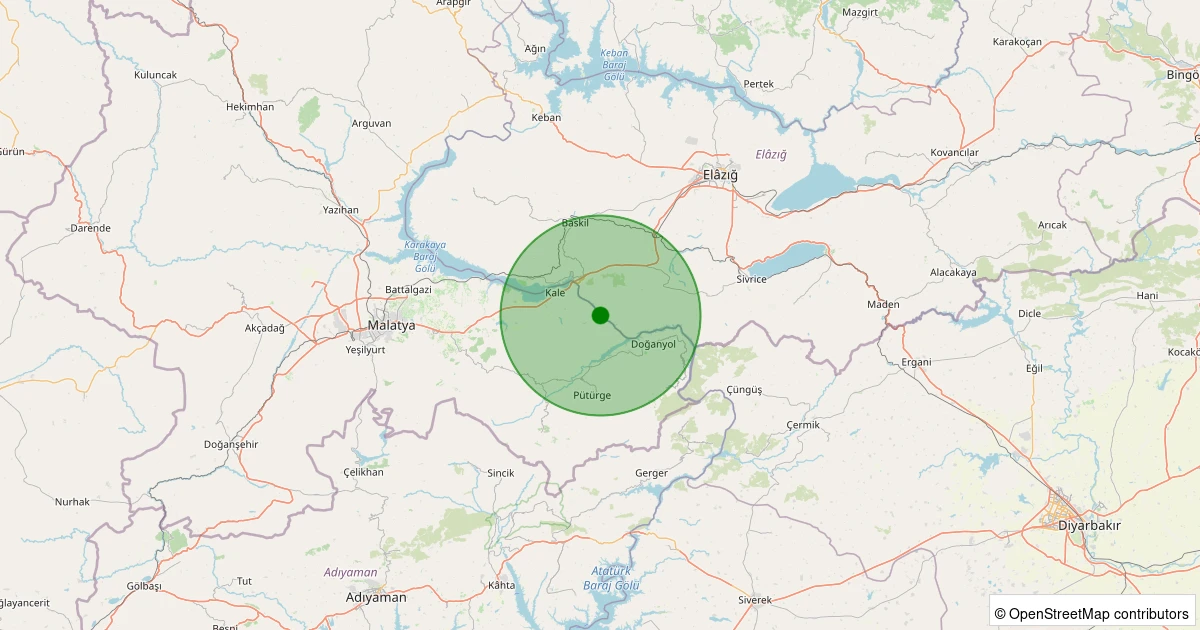 05 Aralık 2025 saat 18:17 - Sivrice - Gelindere Köyü - 1.20ml depreminin harita gösterimi