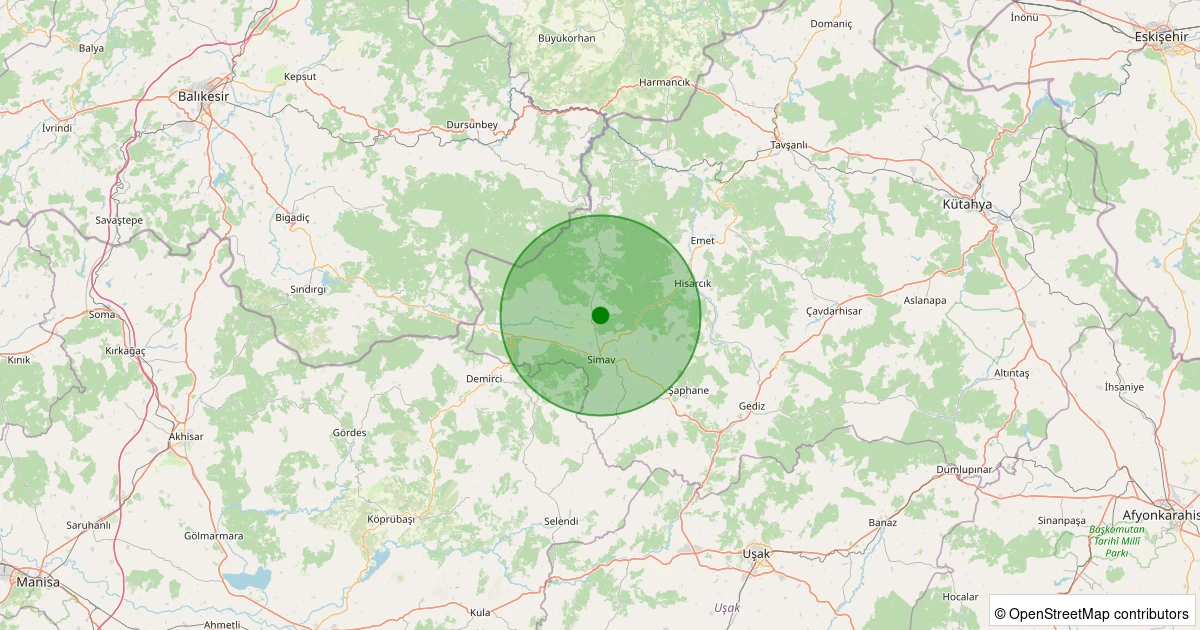 05 Aralık 2025 saat 20:57 - Simav - Eğirler Köyü - 1.40ml depreminin harita gösterimi