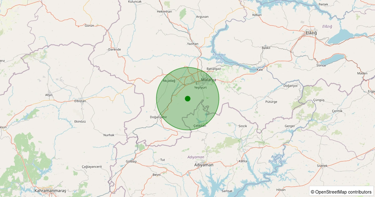 06 Aralık 2025 saat 02:48 - Yeşilyurt - Cafana - 0.90ML depreminin harita gösterimi