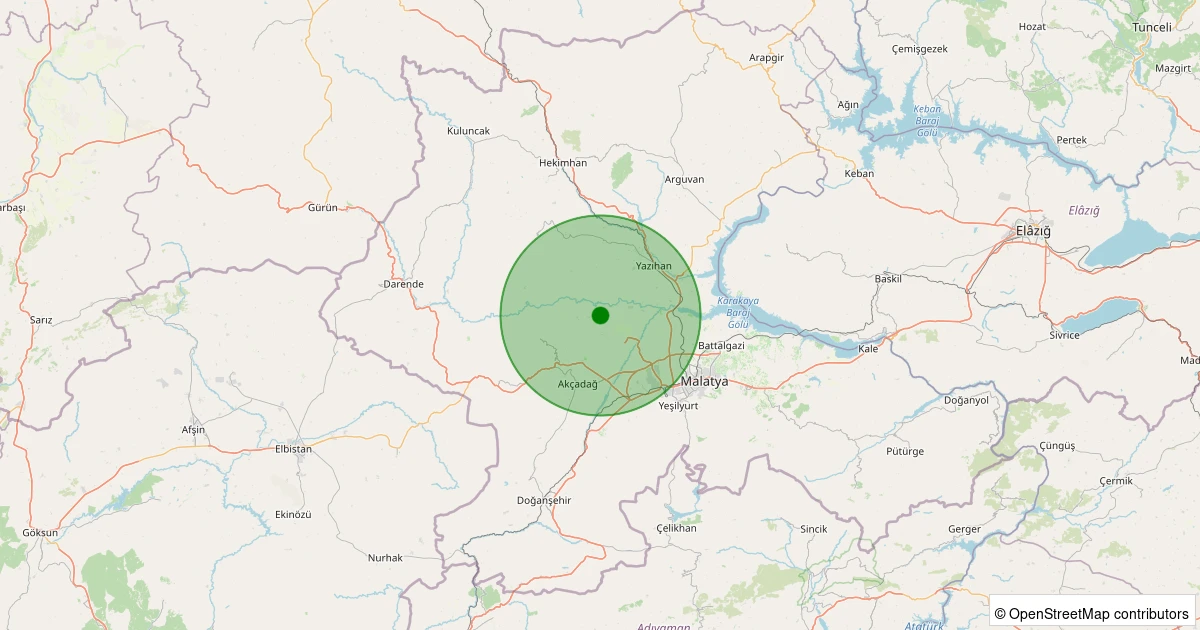 06 Aralık 2025 saat 05:13 - Akçadağ - Keklikpınar - 1.00ML depreminin harita gösterimi
