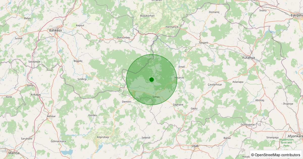 06 Aralık 2025 saat 06:56 - Simav - Yeniler Köyü - 1.60ml depreminin harita gösterimi