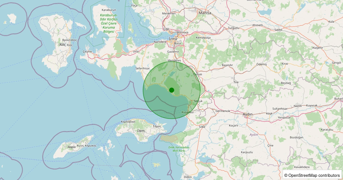 06 Aralık 2025 saat 15:43 - Menderes - 1.80ml depreminin harita gösterimi