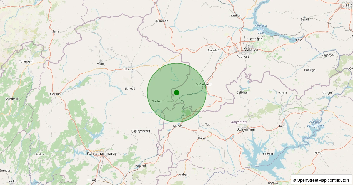 06 Aralık 2025 saat 17:47 - Doğanşehir - Gövdeli - 1.30ml depreminin harita gösterimi