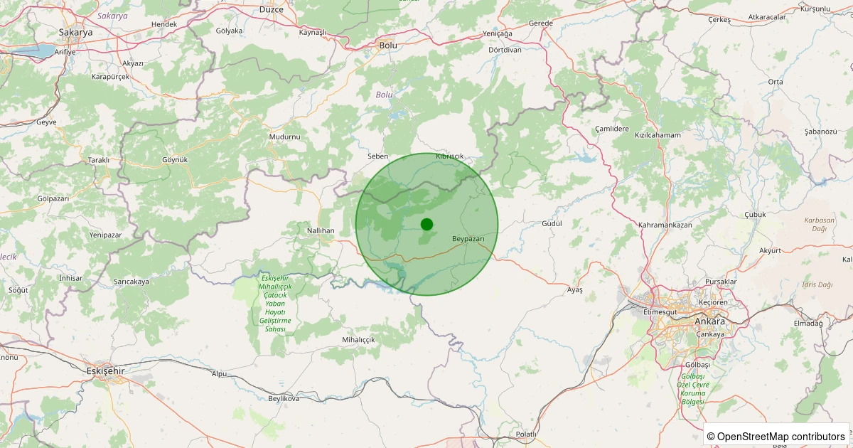 06 Aralık 2025 saat 21:03 - Beypazarı - Hırkatepe - 2.50ml depreminin harita gösterimi