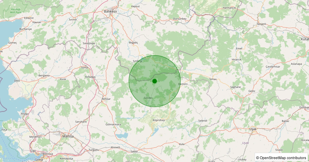06 Aralık 2025 saat 22:40 - Gördes - Kobaklar - 1.40ml depreminin harita gösterimi