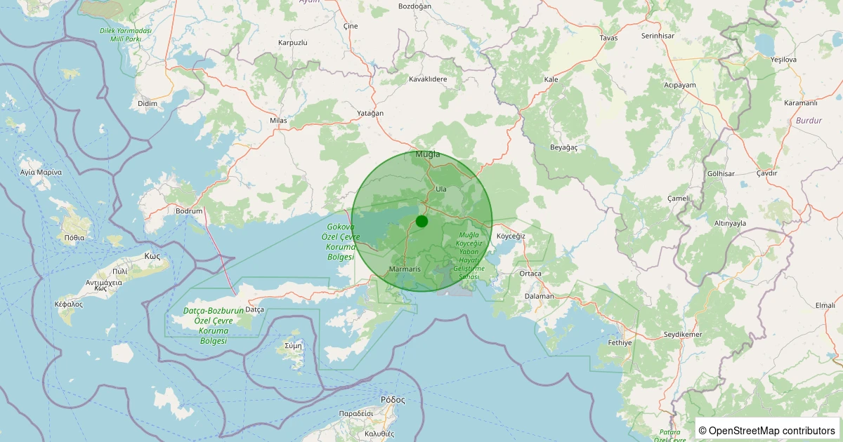 07 Aralık 2025 saat 01:21 - Marmaris - 0.90ml depreminin harita gösterimi