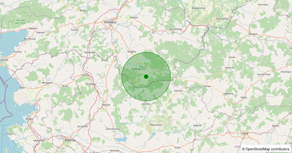 07 Aralık 2025 saat 01:38 - Sındırgı - Işıklar - 1.20ml depreminin harita gösterimi