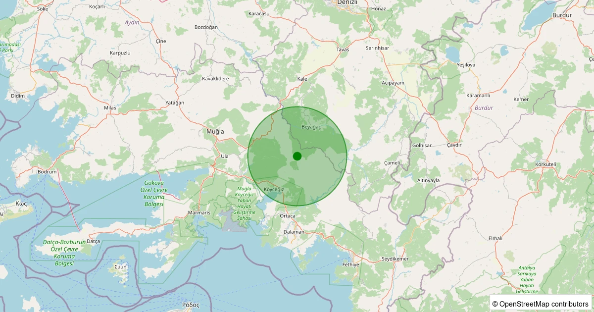 07 Aralık 2025 saat 02:34 - Köyceğiz - Yayla - 1.40ml depreminin harita gösterimi