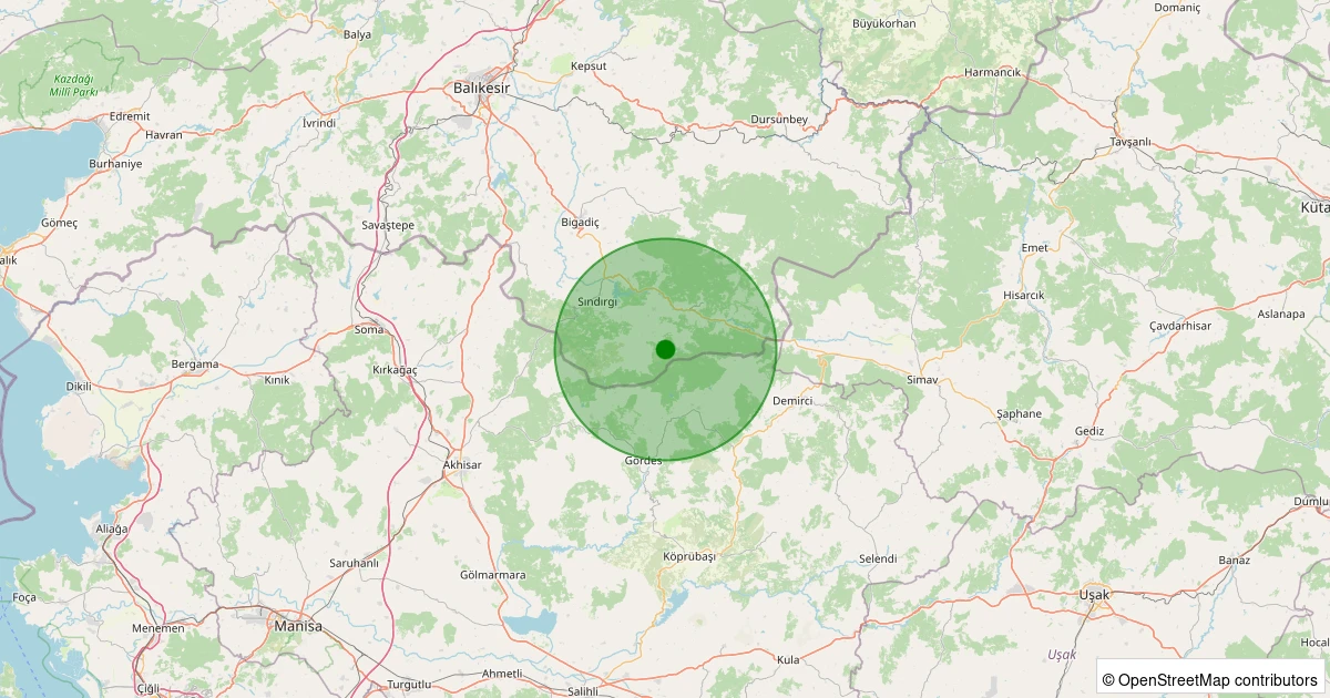 07 Aralık 2025 saat 02:37 - Sındırgı - Küçükdağdere - 1.30ml depreminin harita gösterimi