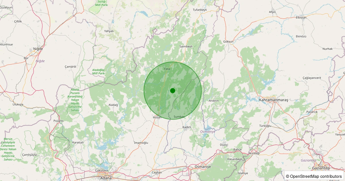 07 Aralık 2025 saat 02:50 - Kozan - Kuyubeli - 1.20ML depreminin harita gösterimi
