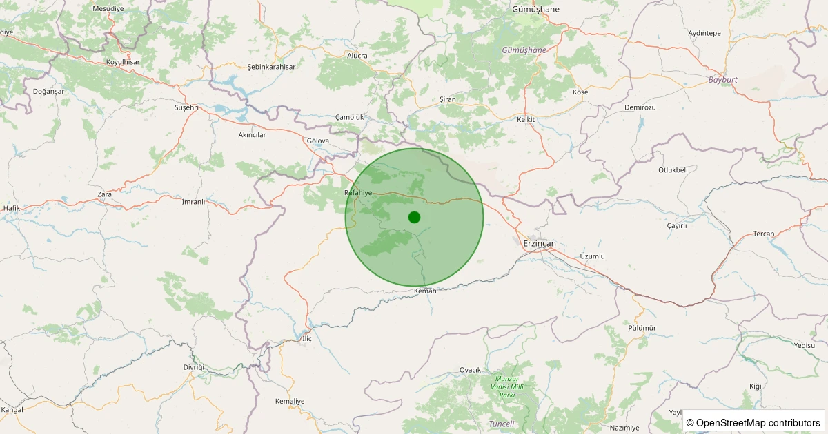 07 Aralık 2025 saat 02:47 - Kemah - Elmalı Köyü - 1.40ML depreminin harita gösterimi