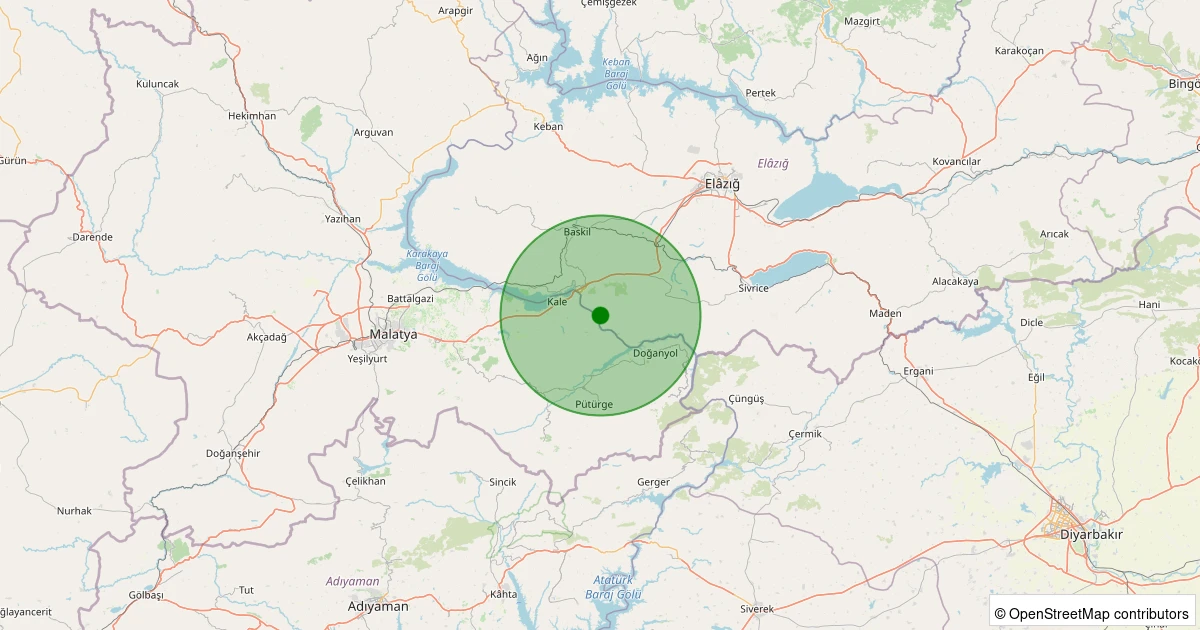 07 Aralık 2025 saat 04:52 - Sivrice - Kayabağları Köyü - 1.40ml depreminin harita gösterimi