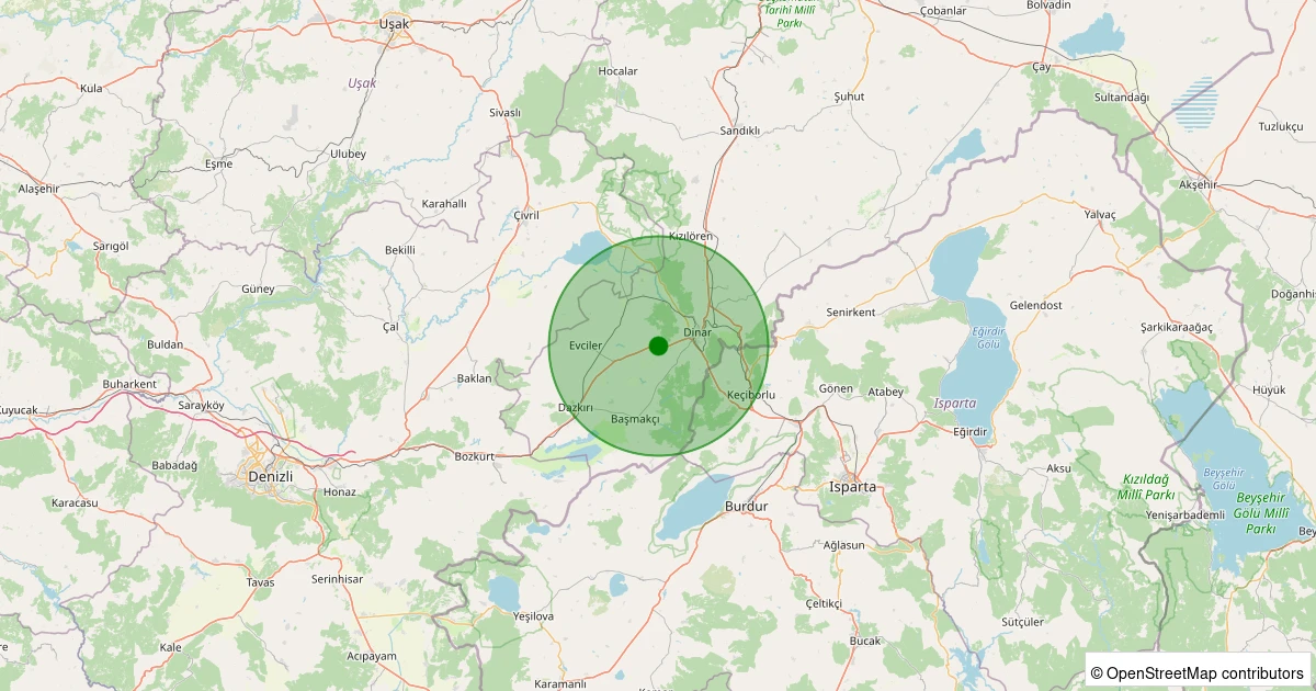 07 Aralık 2025 saat 04:39 - Dinar - Gençali Köyü - 1.70ML depreminin harita gösterimi