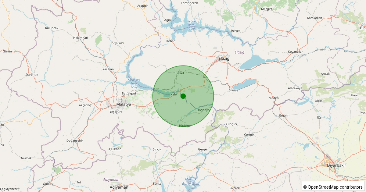 07 Aralık 2025 saat 04:52 - Baskil - Yaylanlı Köyü - 1.40ML depreminin harita gösterimi