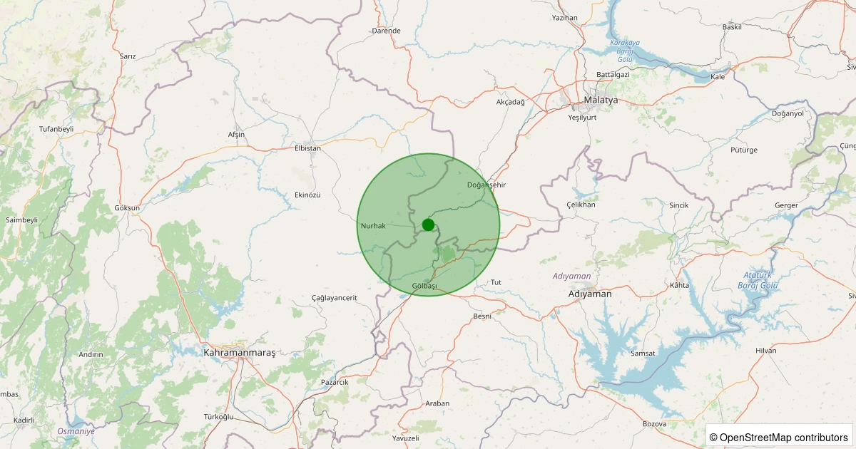 07 Aralık 2025 saat 06:11 - Doğanşehir - Bıçakçı - 1.80ml depreminin harita gösterimi