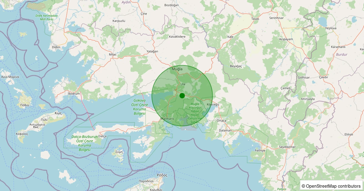 07 Aralık 2025 saat 07:29 - Ula - Çıtlık - 1.70ML depreminin harita gösterimi