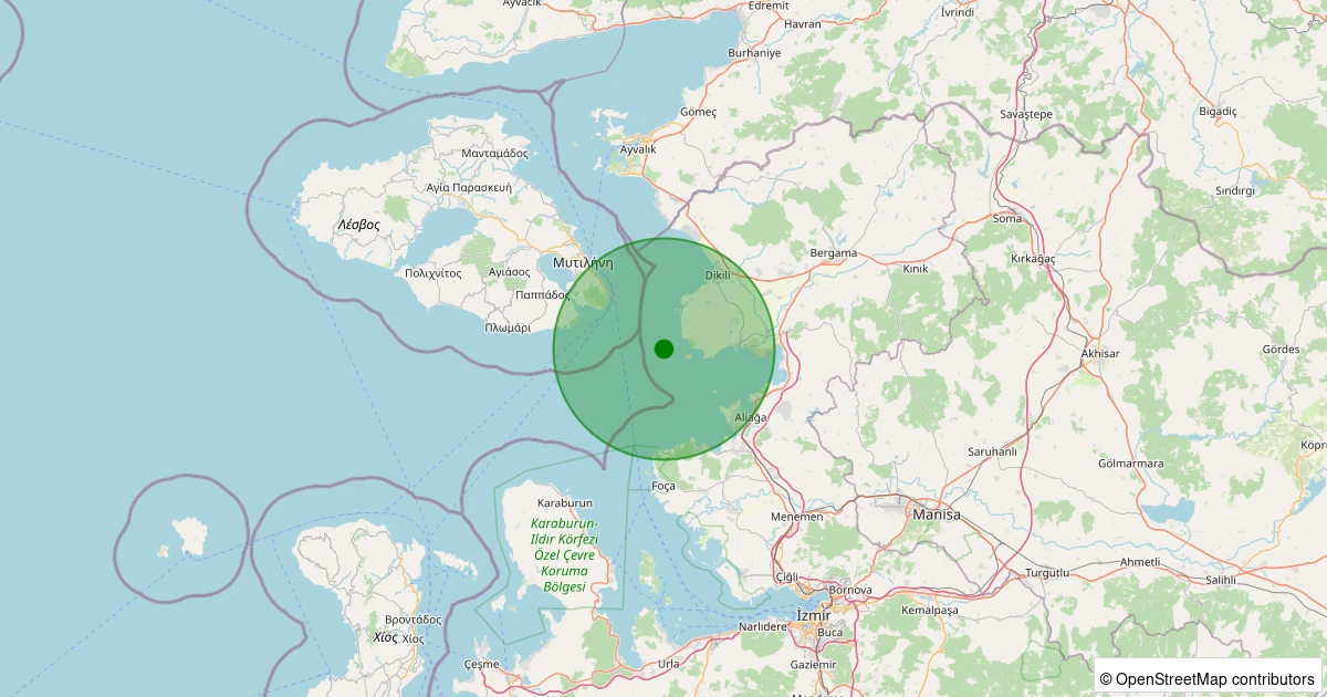 07 Aralık 2025 saat 07:26 - Ege Denizi - [05.67 km] Dikili (İzmir) - 1.50ML depreminin harita gösterimi