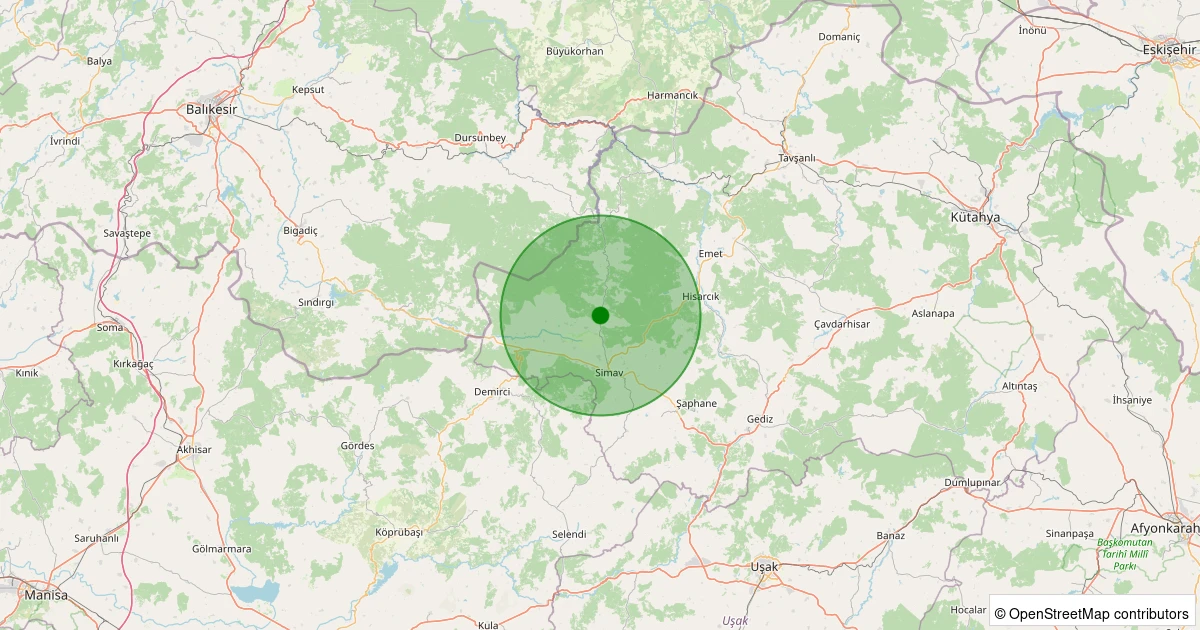 07 Aralık 2025 saat 08:00 - Simav - Hamzabey - 2.20ML depreminin harita gösterimi